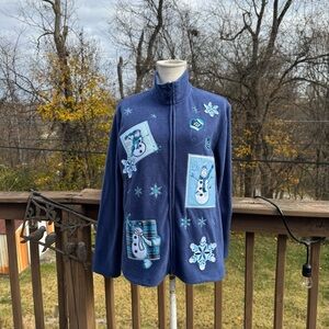 NWT Women's Blue Fleece Snowman Sweater